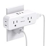 Outlet Extender, 4 Outlet Extension with 1 USB-A 2 USB-C Wall Charger, Multi Plug Outlet Splitter, Electric Wall Outet Expander for Travel, Home, Office, Dorm, Cruise Ship Essentials