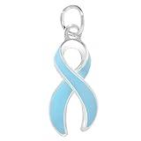 Fundraising For A Cause | Large Light Blue Ribbon Awareness Charm – Light Blue Ribbon - Shaped Charm for Prostate Cancer, Trisomy 18, Cushing’s, Graves Disease & Jewelry Making (1 Charm - Retail)