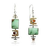 KaFu Handmade Boho Earrings Vintage Gold Lightweight Drop Dangle Statement Jewelry gifts for Women (Geometry and stone)