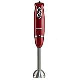 National NA-3104HB 4-in-1 Multi-Purpose Immersion Hand Blender Blend, Puree, Mash, Chop and Whisk, Two Speeds, Splash Control, and ETL Approved with Interchangeable Attachments (Red)