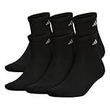 adidas Men's Athletic Cushioned Quarter Socks with Arch Compression for a Secure fit (6-Pair), Black/Aluminum 2, Large