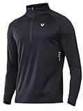 NORTHYARD Men's Running Shirt Long Sleeve Performance Zip Pullover Quick Dry Athletic Workout Shirts Black-XL