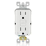 Leviton AFCI Outlet, 15 Amp, Self Test, Tamper-Resistant with LED Indicator Light, Protection from Electrical Fires, AFTR1-W, White