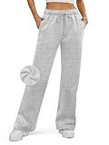 ATHMILE Women’s Fleece Lined Sweatpants Baggy Workout Lounge Pants Drawstring Workout Casual Aesthtic Fall Clothes 2024 Grey