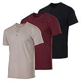 Real Essentials 3 Pack Men’s Cotton Short Sleeve Henley T-Shirt Casual Workwear Fashion Shirts Lounge Active Athletic Workout Dry Fit Sleep Summer Wicking Sleep Pajama Workout Dry Fit - Set 10, XXL