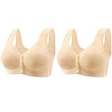 Bras Bras for Women Front Closure Bras Old Womens 2pack Plus Size No Underwire Push up Bras Comfort Everydays Bra Anti-Sag ofertas del Dia de hoy