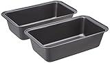 Amazon Basics Rectangular Baking Bread Loaf Pan, 9.5 x 5 Inch, Set of 2, Gray