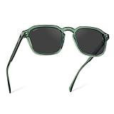 WearMe Pro Men's Polarized Square Sunglasses: Modern Retro Style with Unique Color Combos (Emerald Green/Black Lens)