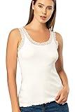 VAVONNE Lace Camisole Tank Tops for Women, Soft Stretch Ribbed Cotton Cami Shirt (Ivory/Cream,Small)