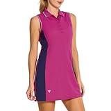 M MAELREG Tennis Dress with Built in Shorts Moisture Wicking Activewear Sports Workout Sleeveless Womens Golf Dress Pink Peacock