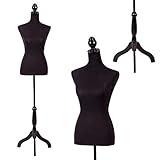 FDW Manikin 60”-67”Height Adjustable Female Dress Model Display Torso Body Tripod Stand Clothing Forms (Black, 60-67 Inches) (Black, 60-67 Inches)