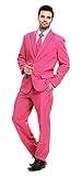 U LOOK UGLY TODAY Men's Party Suit Solid Color Prom Suit for Themed Party Events Clubbing Jacket with Tie Pants Pink-L