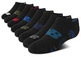 New Balance Boys Low Cut Socks - 8 Pack Performance Cushion Comfort No Show Socks - Breathable Athletic Socks for Boys (4-12), Size Large, Black Multi