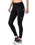 NAVISKIN Women's Fleece Lined Leggings Winter Warm Snow Pants Yoga Workout Running Tights Zip Pocket Black Size M