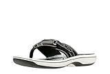 Clarks Women's Breeze Sea Flip-Flop, Black Synthetic, 9