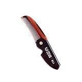 ZEUS Folding Mustache Comb, Handmade Saw-Cut Best Moustache Pocket Comb - (Traditional) - K11