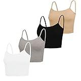 NEWITIN 4 Pack Spaghetti Strap Camisole Top Adjustable Strap Tank Top for Women Girls (XL)