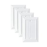 Pure White Classic Beadboard Wall Plates,Light Switch Covers,Electrical Outlet Covers, Switch Plates of Various Combination, Nature Bamboo Fiber Wall plate (1 Gang Blank 4 Pack)