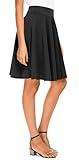 Urban CoCo Women's Basic Midi Skirt Versatile Stretchy Flared Casual High Waisted Skirt(Medium, Black)