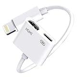 Apple Lightning to HDMI Digital AV Adapter,[Apple MFi Certified] 1080P HDMI Sync Screen Digital Audio AV Converter with Charging Port for iPhone, iPad, iPod on HDTV/Projector/Monitor, Support All iOS