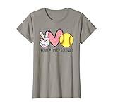 Peace Love Softball Mom Cute Pastel Women Teen Little Girls T-Shirt