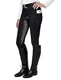 FitsT4 Sports Women's Full Seat Riding Tights Active Silicon Grip Horse Riding Tights Equestrian Breeches Black Size S