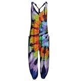 NAMTYQX 2024 Prime Deal Summer Plus Size Boho Overalls for Womens Fashion Baggy Pants Loose Fit Jumpsuits Travel Printed 2024 Beach Rompers