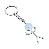 Stainless Steel Funny Doodle Keychain Middle Finger Pendant Keyring Long Distance Friendship Jewelry for Men Women (Silver)