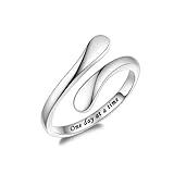 Fookduoduo 925 Sterling Silver One Day at a Time Ring Middle Finger Adjustable Thumb Rings for Women Jewelry Gift for Women Teen