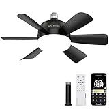 SINCETORE Ceiling Fans with Lights,18" Low Profile Ceiling Fan with Lights Remote Control & APP, Socket Fan Lighting & Ceiling Fans, Indoor/Outdoor Ceiling Fan with Lights Flush Mount, (Black)