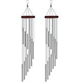 2 Pack Outside Sympathy Wind Chimes Clearance with 12 Aluminum Alloy Tubes and Hook, Memorial Gift Decoration for Home, Patio, Garden, Outdoor