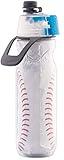 O2COOL Mist 'N Sip Misting Water Bottle No Leak Pull Top Spout Sports Water Bottle 20 oz (Baseball)