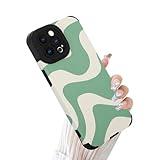 Wlxee Compatible iPhone 15 Pro Max 6.7 "2023 Wave Pattern Mobile Phone Case, Soft TPU Bumper Silicone Glue Mobile Phone Case Cute Zebra Pattern Pattern Designed for Female Girls-Green White