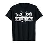 Eat Sleep Hunt Fish Funny Hunting Fishing Graphic T-Shirt