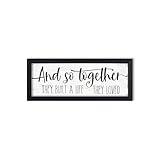 And So Together They Built a Life They Loved Sign Wall Decor: Rustic Farmhouse Wall Decor Above Bed for Bedroom Aesthetic Inspirational Quotes Family Signs Framed Master Bedroom Signs 6" x 14.5"