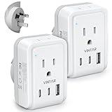 [2-Pack] Australia New Zealand Power Adapter, VINTAR Australia Plug Adapter with 2 American Outlets 3 USB Ports(2 USB C), 5 in 1 Type I Travel Adapter for US to Australia, AU, Argentina, China, Fiji