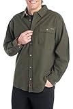 Legendary Whitetails Men's Flannel Shirt with Corduroy Cuffs, Long Sleeve Button Down - Army, X-Large