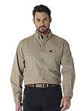 Wrangler Riggs Workwear Men's Logger Twill Long Sleeve Workshirt, Khaki, Medium