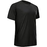 MCPORO Workout Shirts for Men Short Sleeve Quick Dry Athletic Gym Active T Shirt Moisture Wicking Black