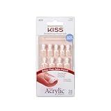 KISS Salon Acrylic, Press-On Nails, Nail glue included, 'Crush Hour', French, Petite Size, Squoval Shape, Includes 28 Nails, 2g Glue, 1 Manicure Stick, 1 Mini File