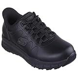 Skechers Womens Work Hands Free Slip Ins Nampa-Cottonbud Bungee Athletic SR Food Service Shoe, Black, 6.5