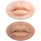 Hipifans 5D Fake Lips, 2Pcs/Set Silicone Lips for Makeup Practice, Soft Tattoo Practice Lips Model for Semi Permanent Make Up Supplies (light skin + dark skin)