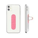 Momostick Flatstick, Cell Phone Finger Grip Strap Holder for Hand, Cell Phone Stand, New Slim Finger Loop Selfie Grip Compatible with Most Smartphones - Glitter Neon Red