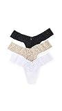 hanky panky, Low Rise Thongs, 3-Pack, Black, White, Chai, One Size (2-12), Comfortable and Durable Underwear for Women