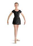 Bloch Dance Girls Prisha Short Sleeve Leotard Dress, Black, 14