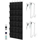 Gorilla Grip Over the Door Shoe Organizer, 24 Large Breathable Mesh Pockets, Space Saving Hanging Storage Holder, Closet Rack Hanger Holds Up to 40 lbs, Hangs on Closets for Shoes, Accessories, Black