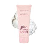 The Face Shop Rice Water Bright Foaming Facial Cleanser with Ceramide, Gentle Face Wash for Hydrating & Moisturizing, Vegan Face Cleanser, Makeup Remover, Korean Skin Care for All Skin Types, 150ml