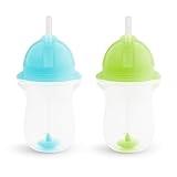 Munchkin® Any Angle™ Weighted Toddler Straw Cup with Click Lock™ Lid, 10 Ounce, 2 Pack, Blue/Green