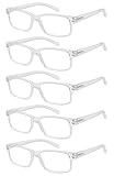 Eyekepper 5 Pack Reading Glasses for Men Spring Hinges Classic Readers Clear Frame +1.75