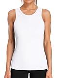 ATTRACO Womens Ribbed Tank Top Yoga Tops Active Shirts Pickleball Sports Gym Exercise White Large